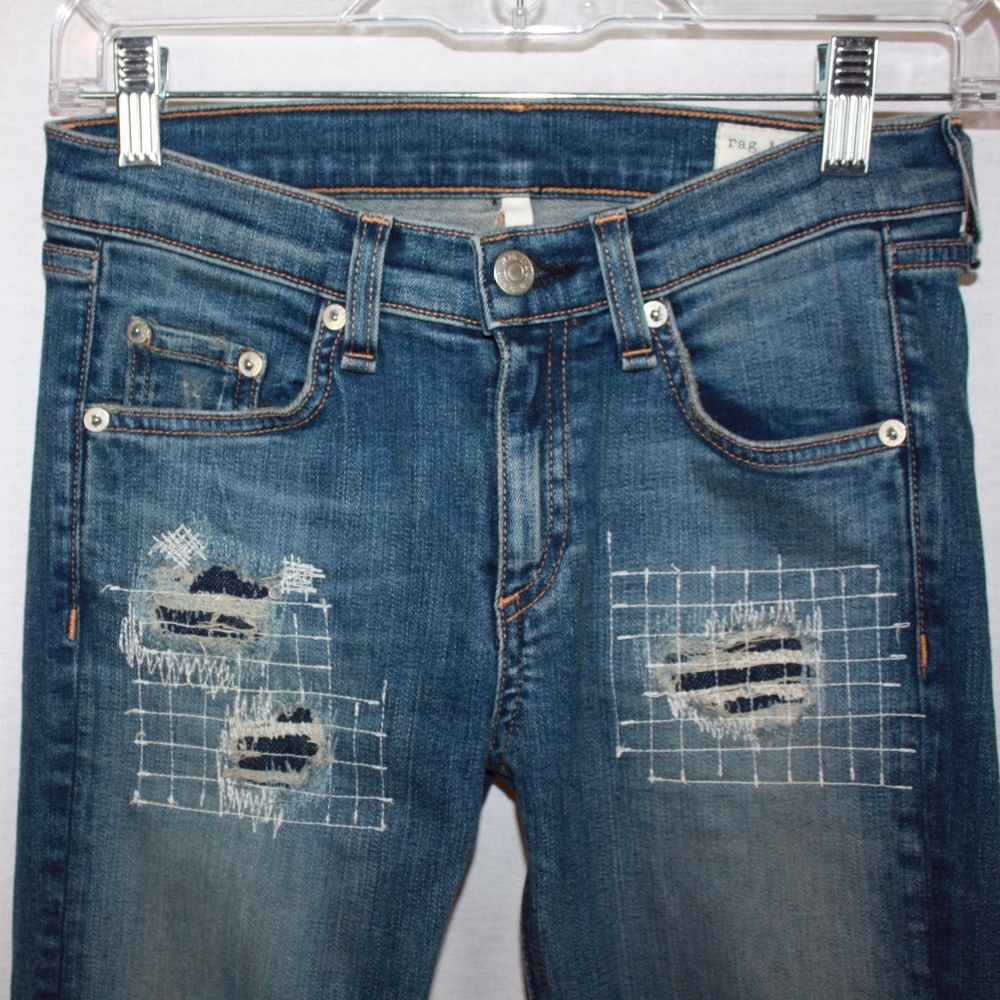 Rag & Bone Distressed Grayson Skinny Jeans Sz 26